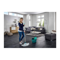 Leifheit Classic Mop & Bucket Set With 120cm Steel Handle 12 Litre Capacity - Turquoise