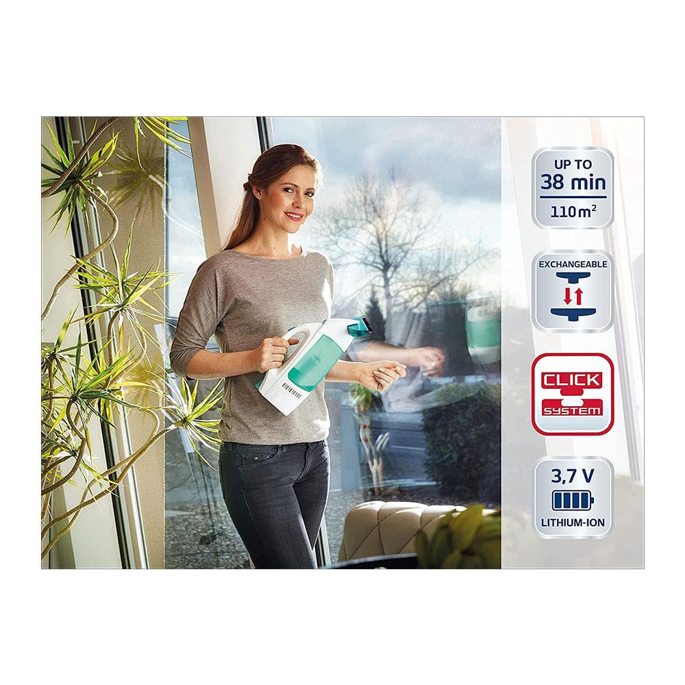 Leifheit Click System Dry & Clean Window Vacuum Cleaner 35 Mins Battery Life 100W - Turquoise
