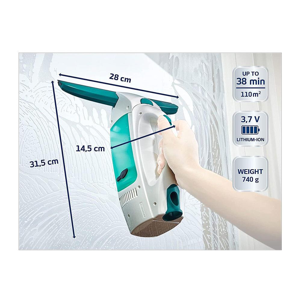 Leifheit Click System Dry & Clean Window Vacuum Cleaner 35 Mins Battery Life 100W - Turquoise