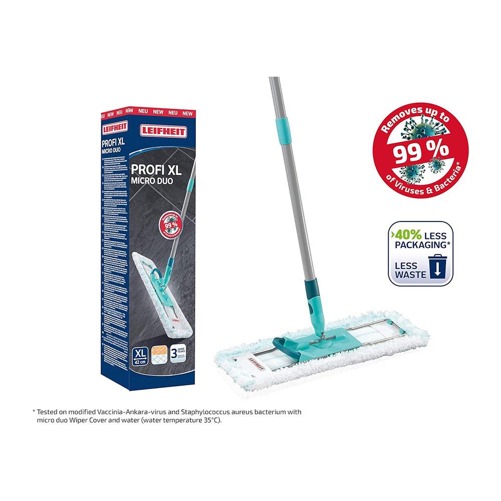 Leifheit Profi XL Micro Fibre Mop With Telescopic Handle - Turquoise Secondary image