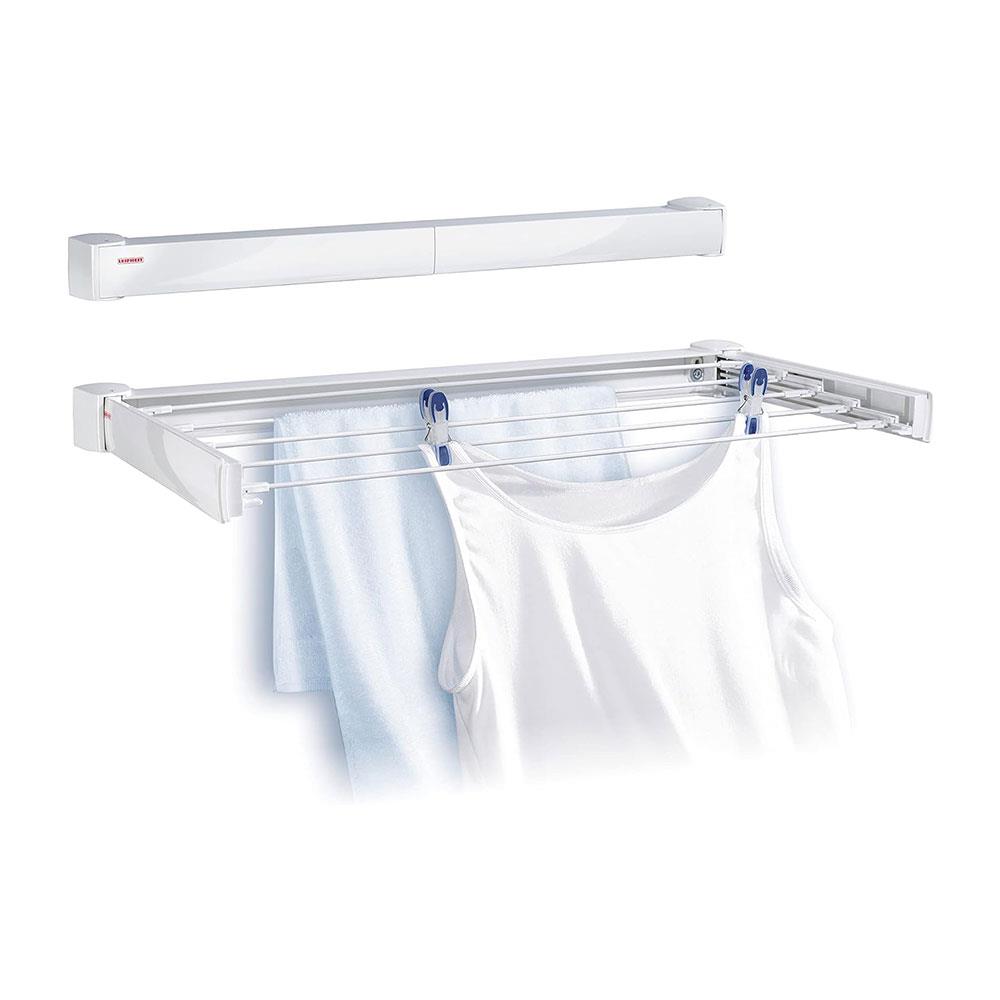 Leifheit Telegant 30 Protect Wall Mounted Airer Dryer Foldable Clothes Drying Rack - White