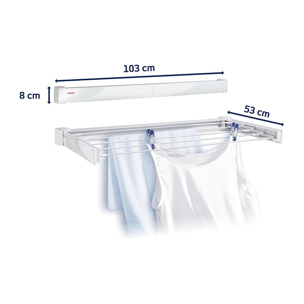 Leifheit Telegant 72 Protect Wall Mounted Clothes Laundry Airer Dryer 7.2m Drying Space - White