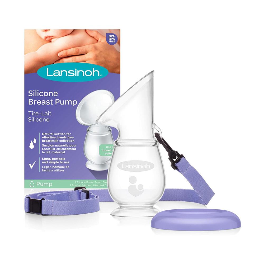 Lansinoh Silicone Breast Pump Breast Milk Collector With Lid & Neck Strap Holds 100ml Breastmilk - Transparent