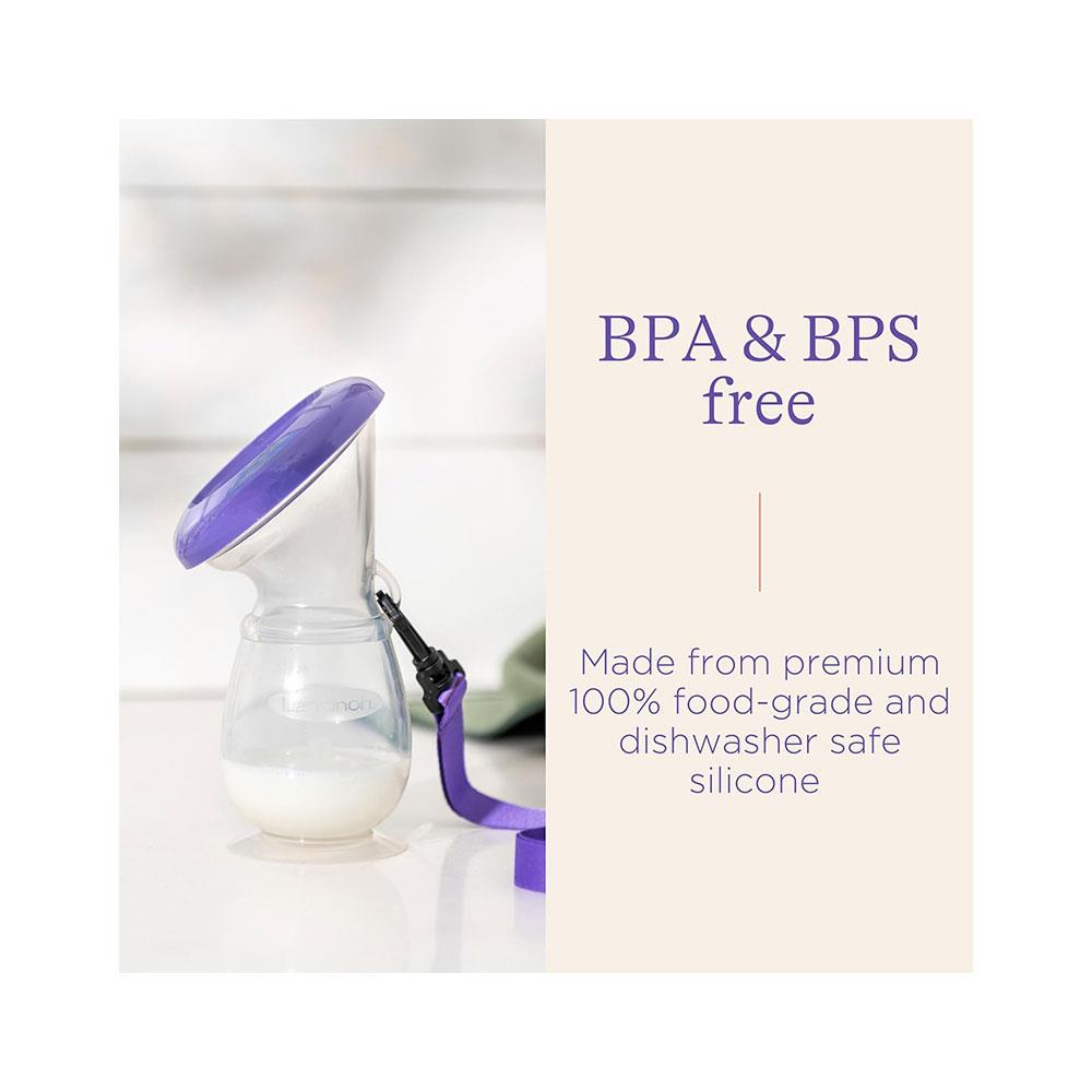 Lansinoh Silicone Breast Pump Breast Milk Collector With Lid & Neck Strap Holds 100ml Breastmilk - Transparent