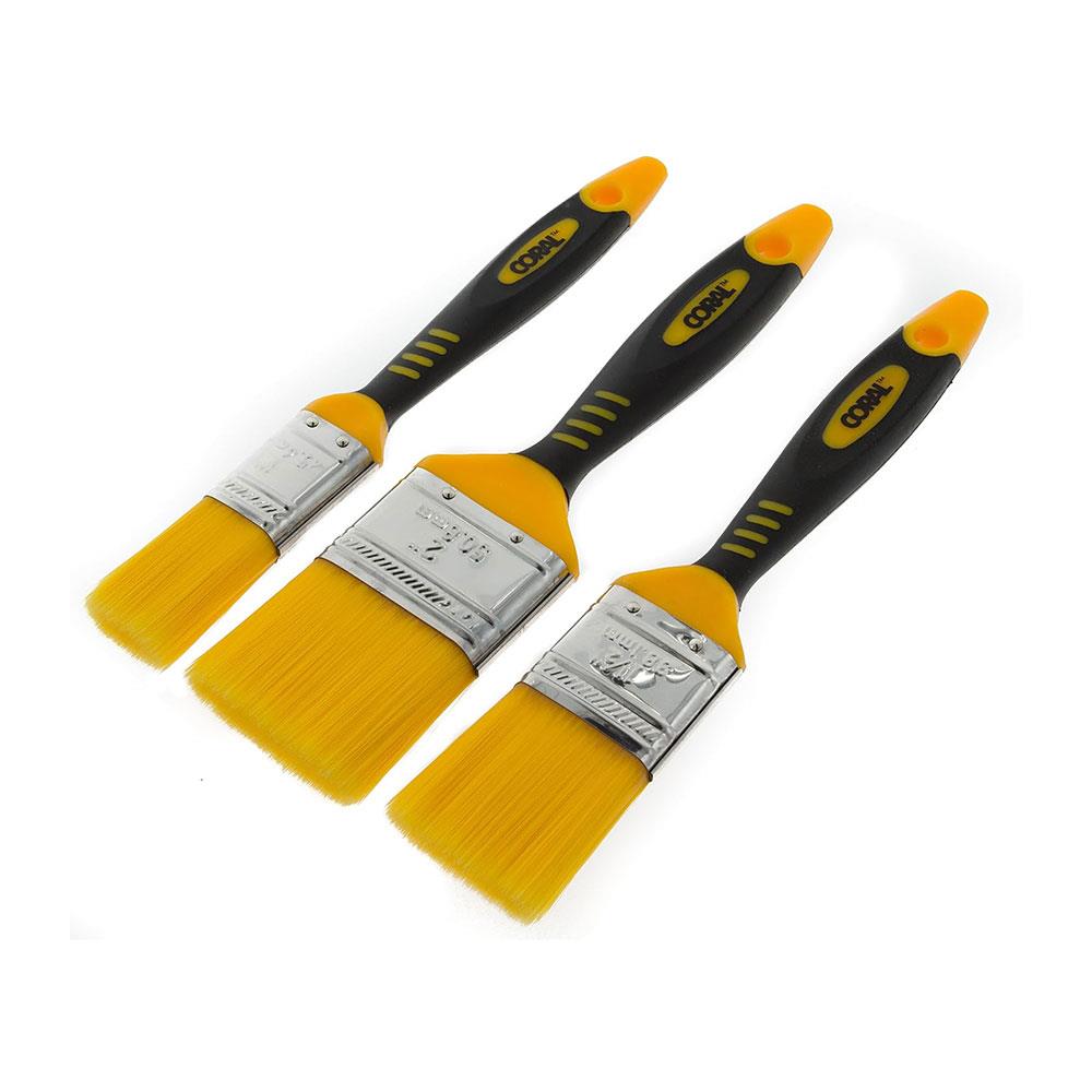 Coral Zero-Loss Paint Brushes With No Loss of Bristle Paintbrush Heads 3 Piece Pack Set - Yellow Secondary image