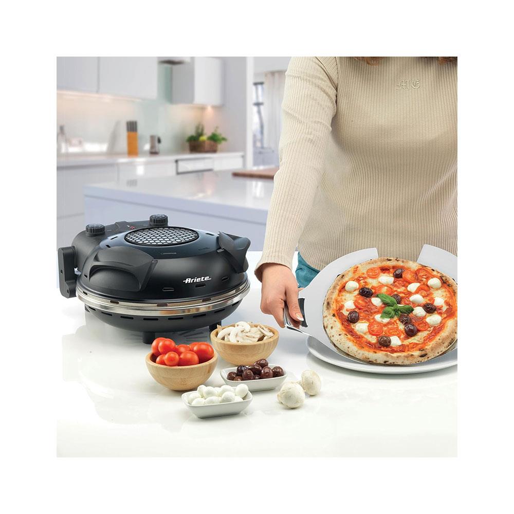 Ariete Single Pizza Oven With Viewing Window 2 Stainless Steel Pizza Paddles 1200W - Black