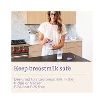 Lansinoh Breastmilk Storage Bottles 160ml x 4 Pack & Stackable Lids - Transparent
