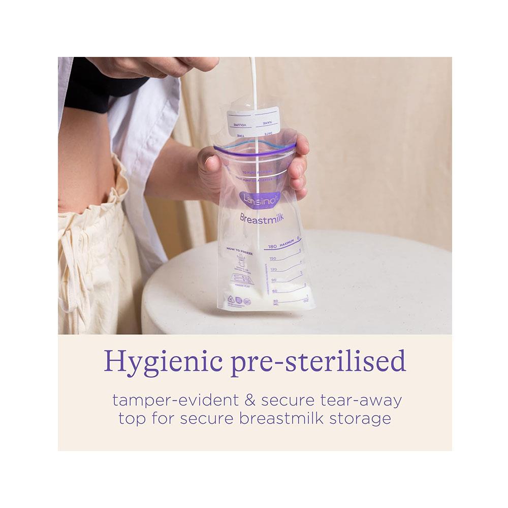 Lansinoh Breastmilk Storage Bags 50 Pre-Sterilised Bags Double Zipper Seal - Transparent Secondary image