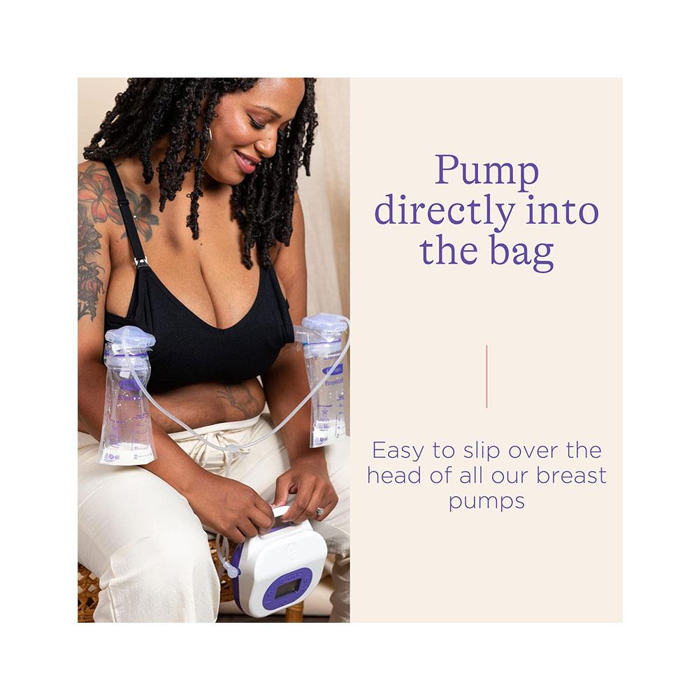 Lansinoh Breastmilk Storage Bags 50 Pre-Sterilised Bags Double Zipper Seal - Transparent