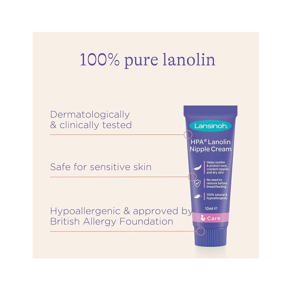Lansinoh HPA Lanolin Nipple Cream Helps Soothe & Protect Sore Cracked Nipples & Dry Skin - 10ml