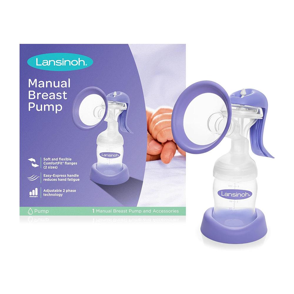 Lansinoh Manual Breast Pump With 160ml Baby Bottle Customisable Pumping Modes - Purple Main image