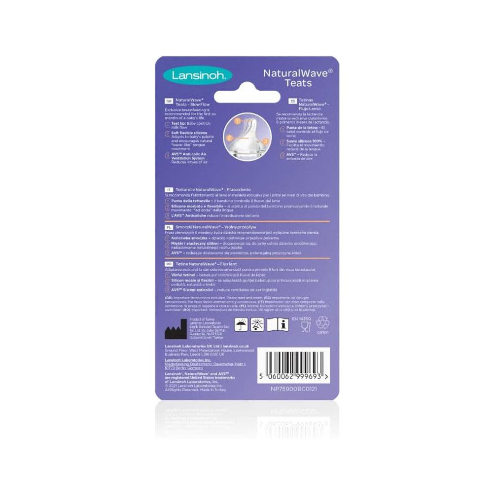 Lansinoh NaturalWave Slow Flow Teats 2 Pack - Transparent