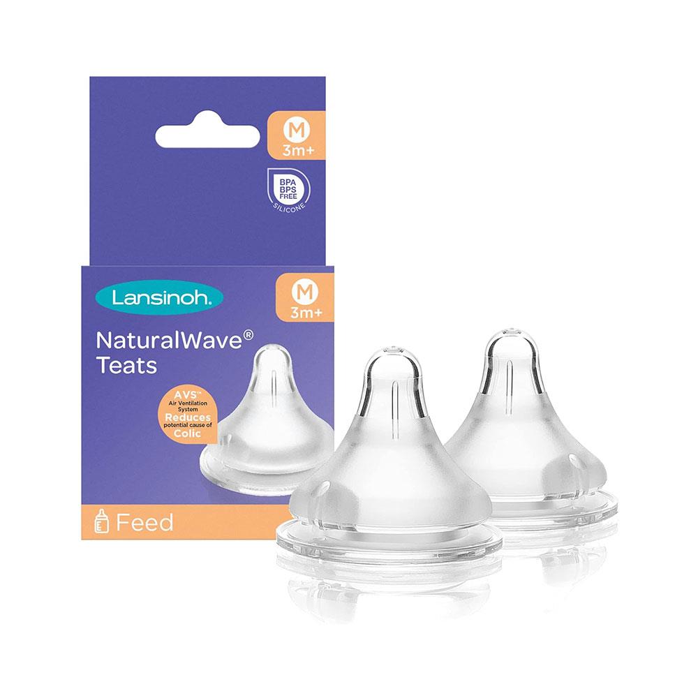 Lansinoh NaturalWave Medium Flow Teats 2 Pack - Transparent