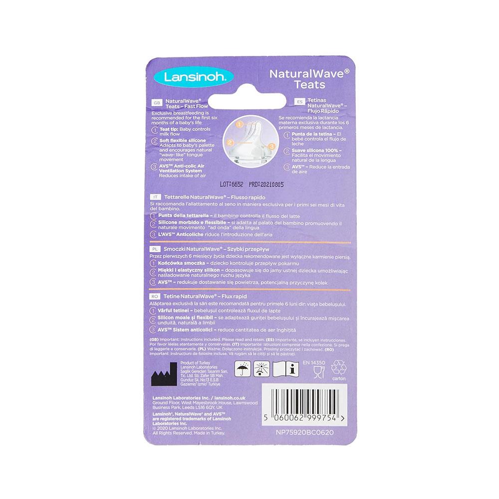Lansinoh NaturalWave Fast Flow Teats 2 Pack - Transparent