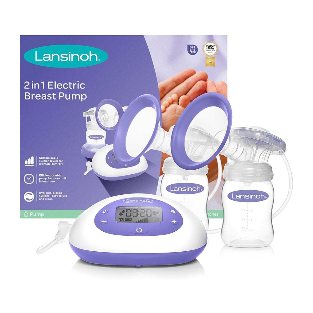 Lansinoh 2-In-1 Double Electric Milk Breast Pump With 2 x 160ml Feeding Bottles - Transparent Main image
