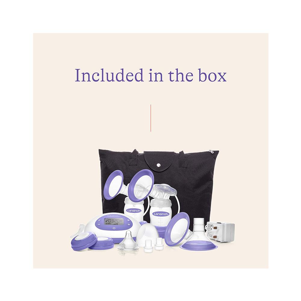 Lansinoh 2-In-1 Double Electric Milk Breast Pump With 2 x 160ml Feeding Bottles - Transparent