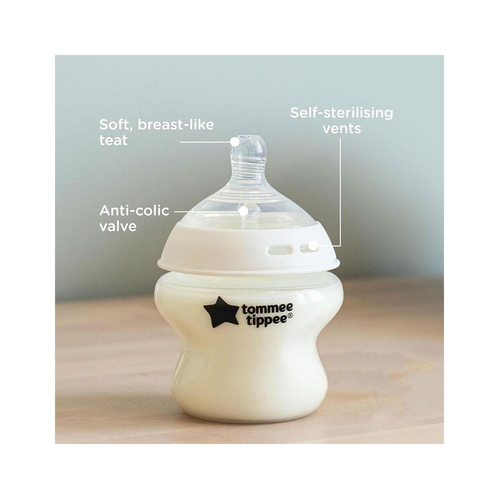 Tommee Tippee Closer To Nature Natural Start Anti-Colic Baby Bottle 150ml 0+ Months - Pack of 3