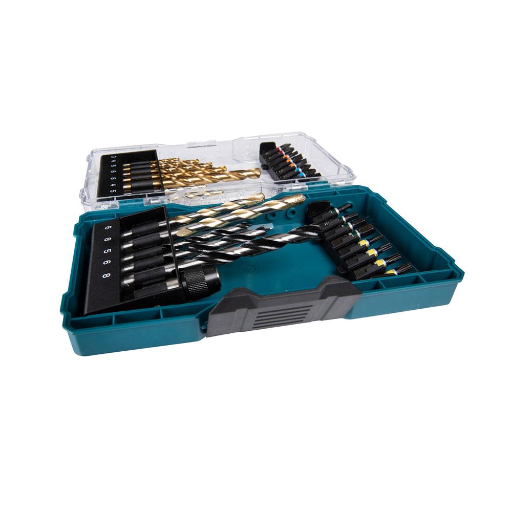 Makita Drill And Screw Bit Set For Wood Metal Masonry In Holder - 29 Piece
