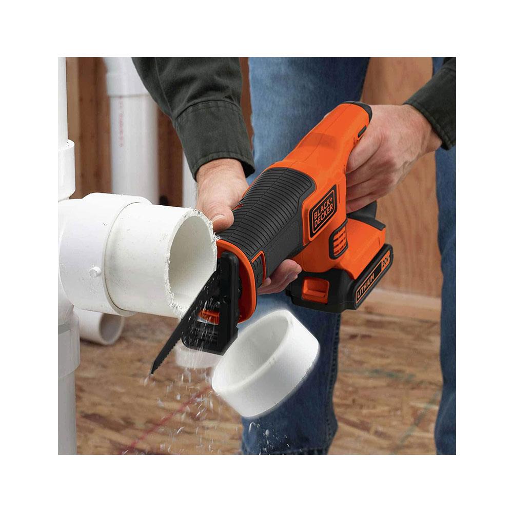 Black & Decker 18V Cordless Reciprocating Saw With 1.5Ah Battery & 400mA Charger 1 Blade - Orange/Black