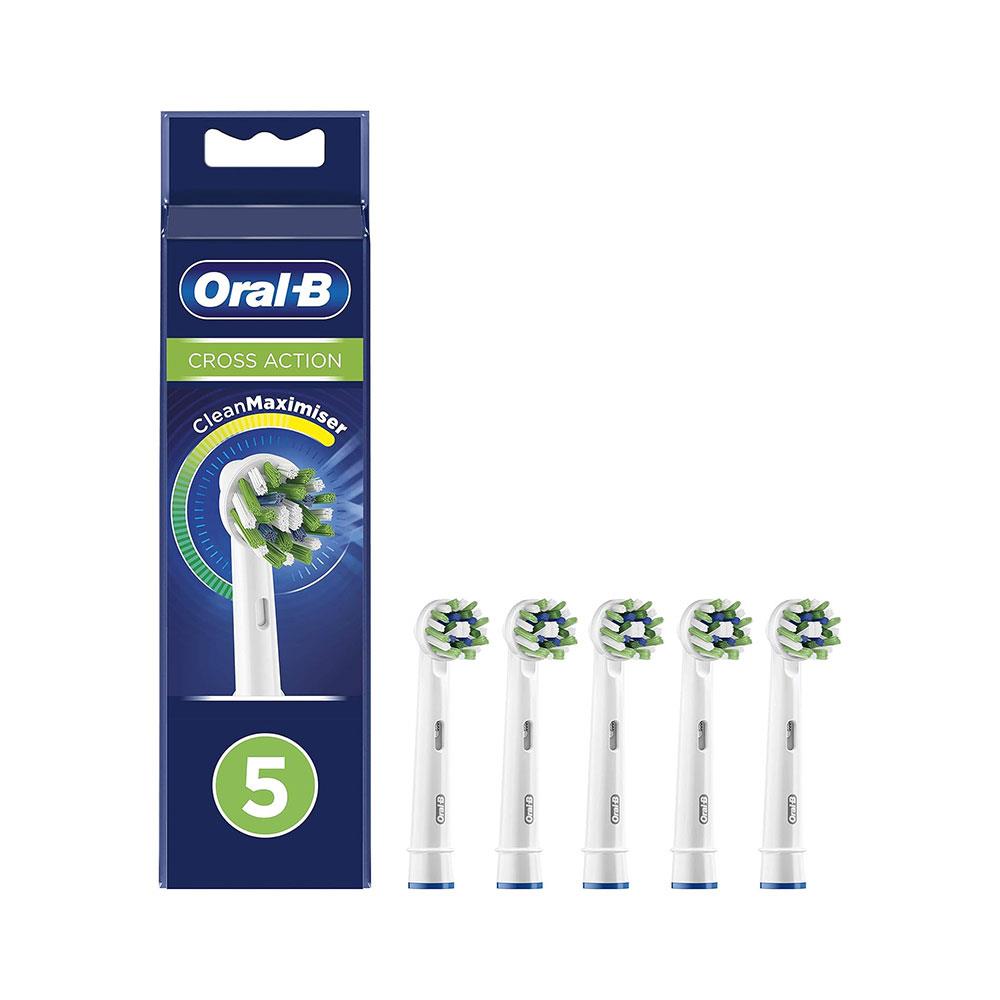 Oral-B Cross Action Toothbrush Heads 5 Pack With CleanMaximiser Technology - White