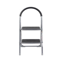 OurHouse 2 Wide Rubber Tread Steel Step Ladder 150kg Load Capacity - Grey
