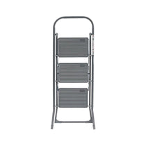 OurHouse 3 Tread Steel Step Ladders With Non-Slip Feet 150kg Load Capacity Folding Design - Silver