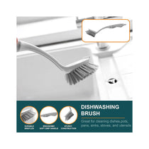 OurHouse Cleaning Brush Set 5 Piece Dustpan & Brush Long Handle Broom Washing Up Brush Handheld Scrubber - Grey