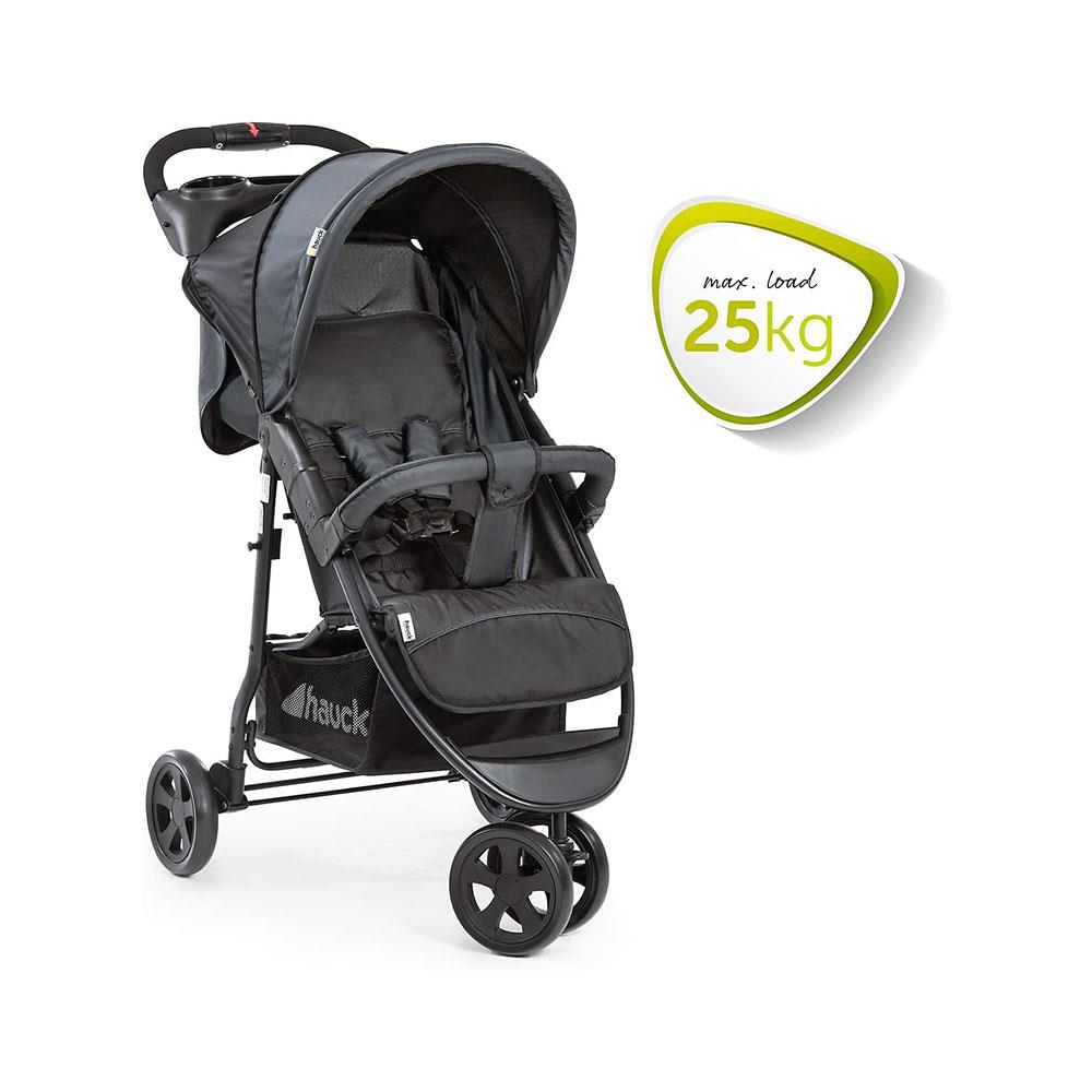 Hauck Citi Neo 2 Pushchair 3 Wheeled Stroller With Raincover - Caviar/Stone
