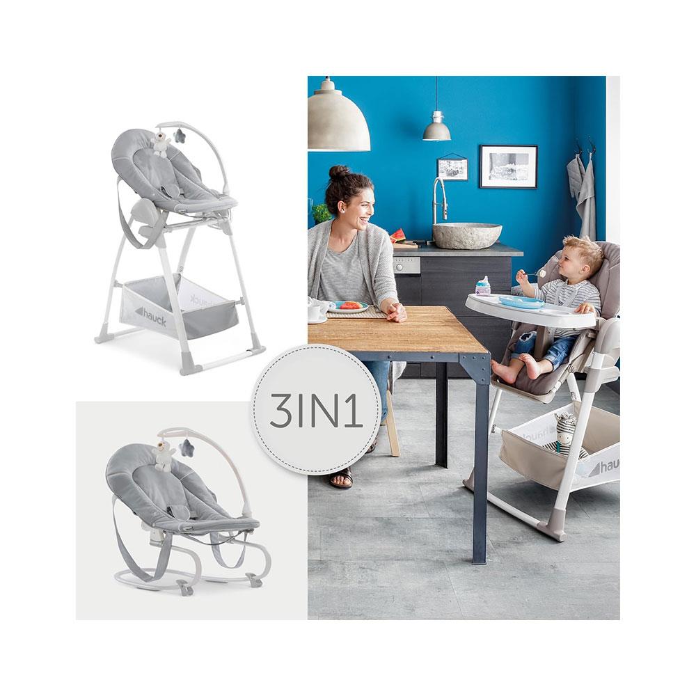 Hauck Sit N Relax 3 In 1 Highchair Compact Folding Fully Adjustable Suitable From Birth - Stretch Grey