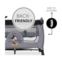 Hauck Disney Sleep N Play Center Travel Cot With Changing Mat & Travel Bag 120cm x 60cm - Mickey Mouse Grey