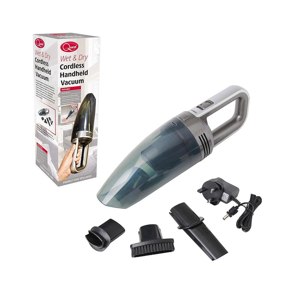 Quest Wet & Dry Cordless Handheld Vacuum Cleaner With Attachments - Black Main image