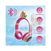 Lexibook Disney Princess 3D Design Bluetooth Headphones With Princess Crown - Pink