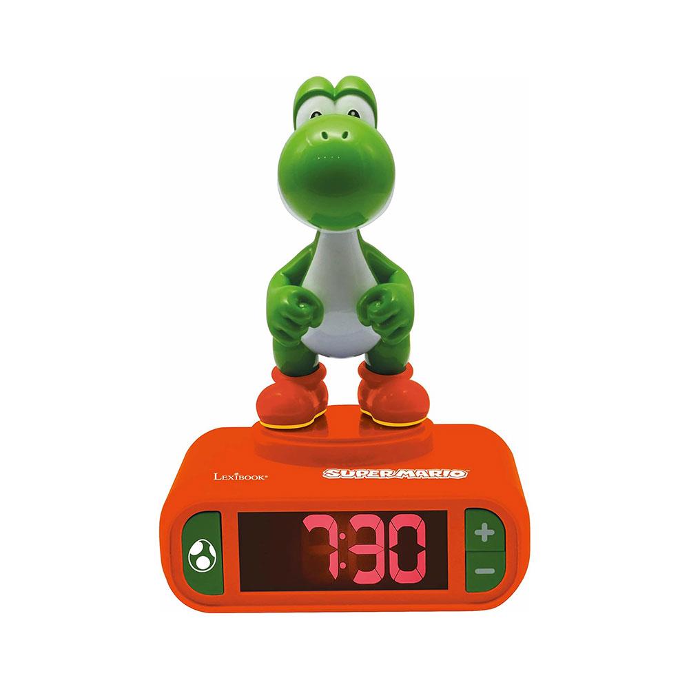 Lexibook Nintendo Super Mario 3D Yoshi Childrens Alarm Clock With Night Light Snooze - Orange/Green