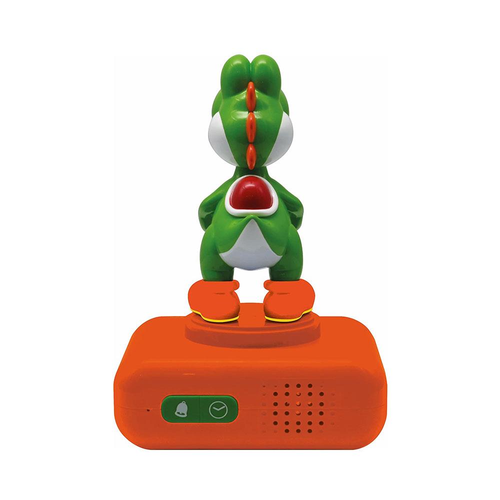 Lexibook Nintendo Super Mario 3D Yoshi Childrens Alarm Clock With Night Light Snooze - Orange/Green