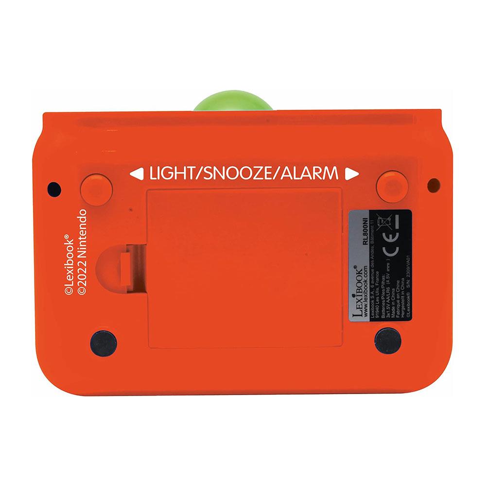 Lexibook Nintendo Super Mario 3D Yoshi Childrens Alarm Clock With Night Light Snooze - Orange/Green