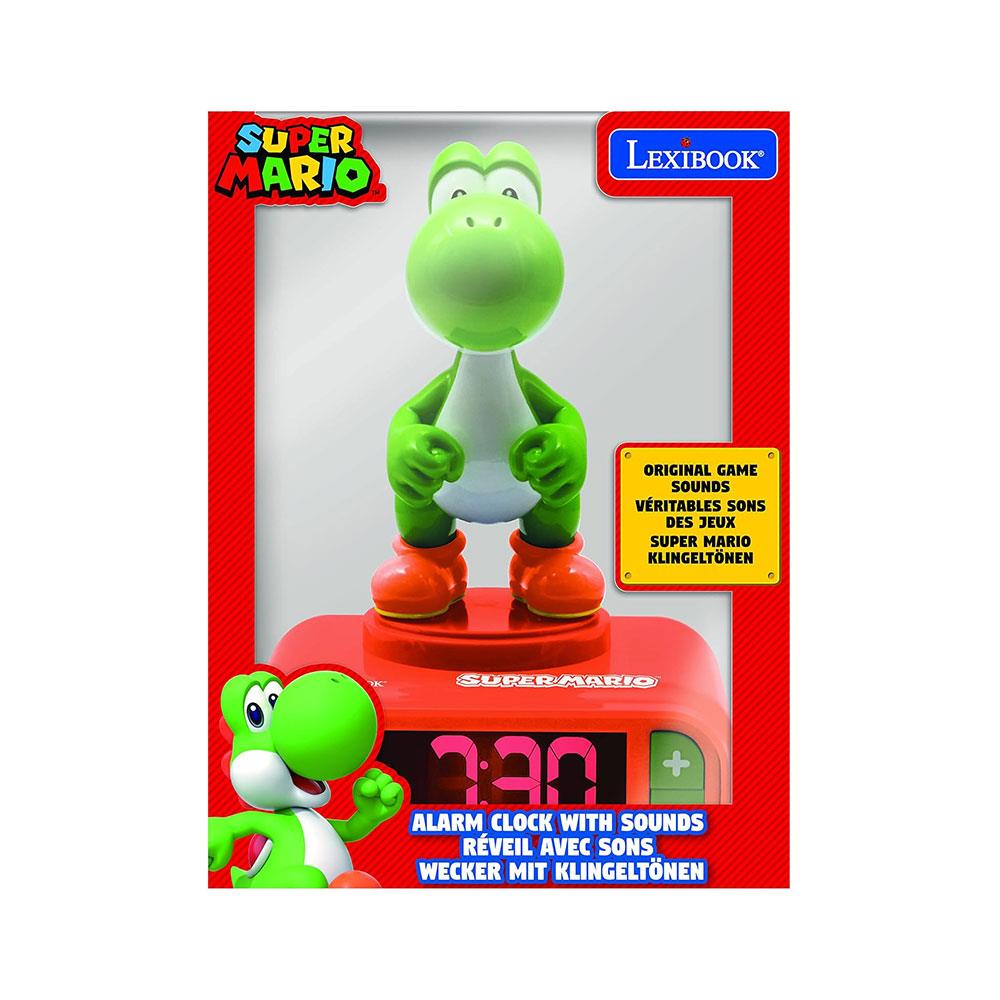 Lexibook Nintendo Super Mario 3D Yoshi Childrens Alarm Clock With Night Light Snooze - Orange/Green