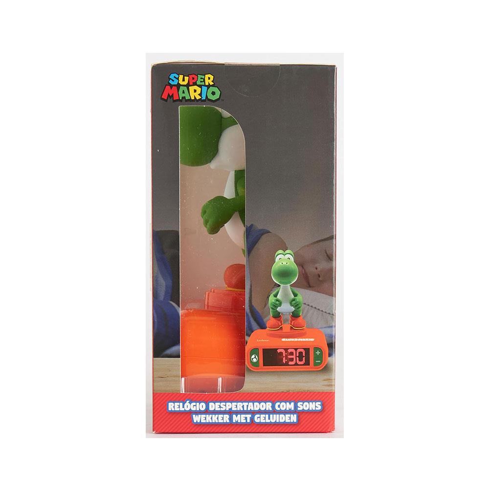 Lexibook Nintendo Super Mario 3D Yoshi Childrens Alarm Clock With Night Light Snooze - Orange/Green