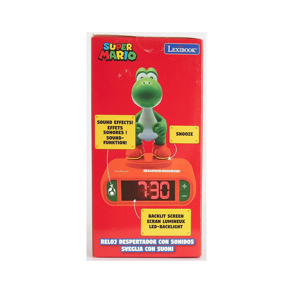 Lexibook Nintendo Super Mario 3D Yoshi Childrens Alarm Clock With Night Light Snooze - Orange/Green