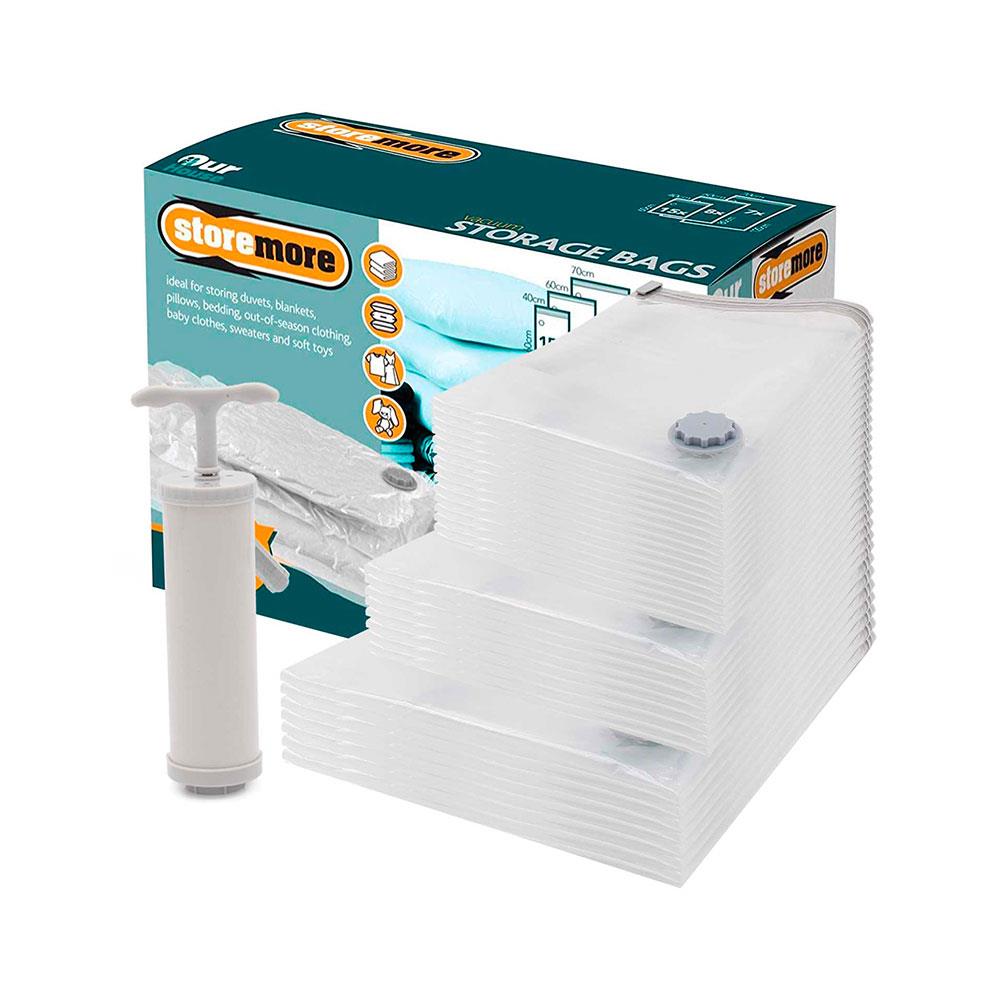 OurHouse Vacuum Storage Bags Set of 30 With Pump Compression Zip Lock Seal Bag - Clear