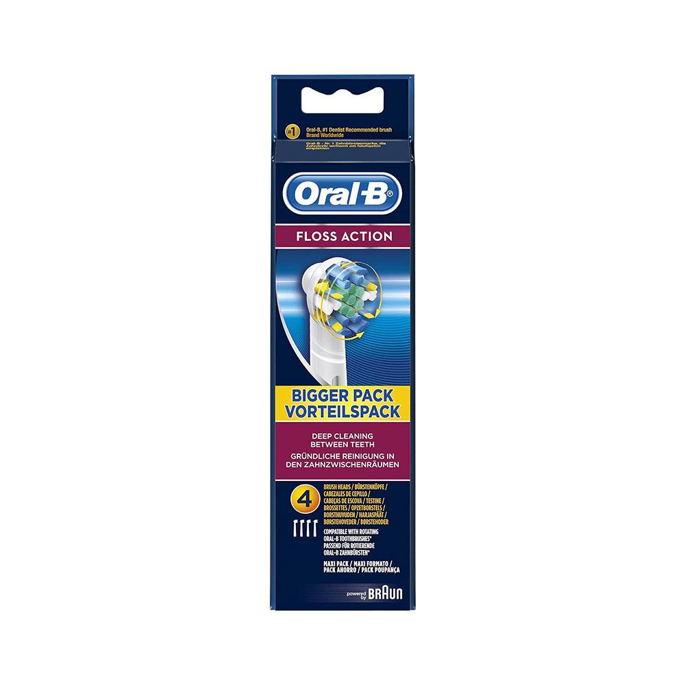 Oral-B Floss Action Replacement Rechargeable Toothbrush Heads 4 Pack - White