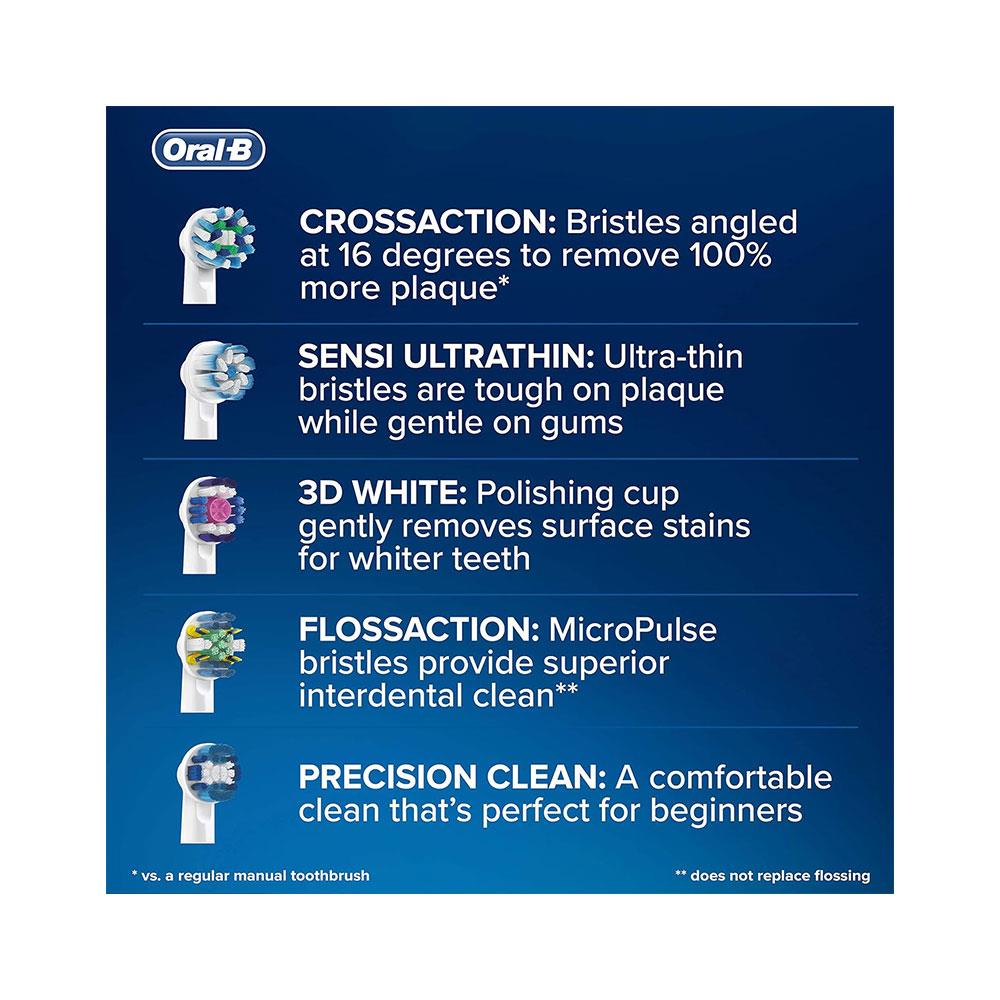 Oral-B Floss Action Replacement Rechargeable Toothbrush Heads 4 Pack - White