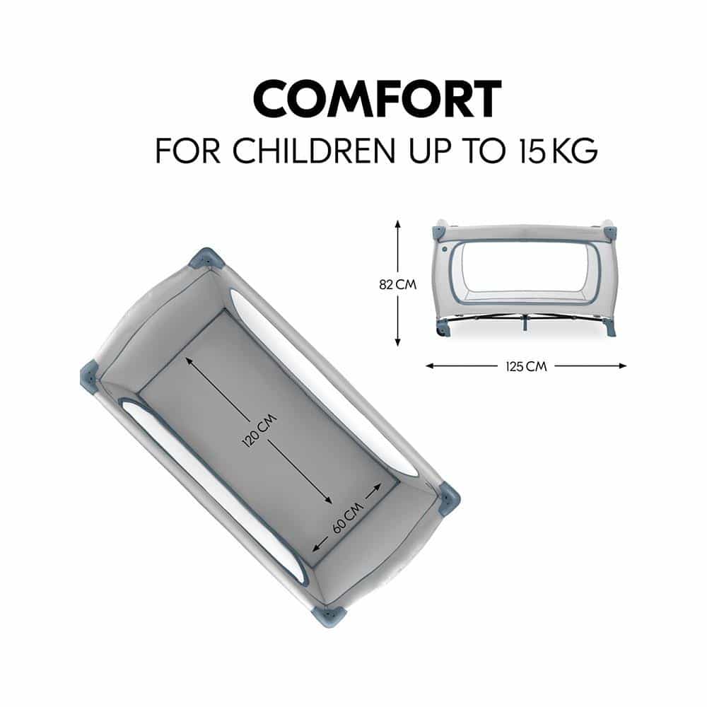 Hauck Sleep N Play GO PLUS Travel Cot Fast Folding & Compact With Travel Bag 120cm x 60cm - Dusty Blue