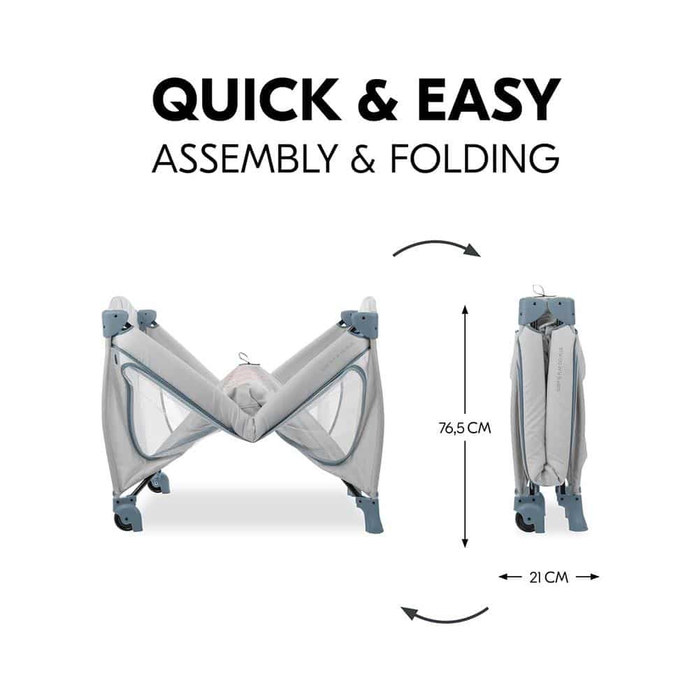 Hauck Sleep N Play GO PLUS Travel Cot Fast Folding & Compact With Travel Bag 120cm x 60cm - Dusty Blue