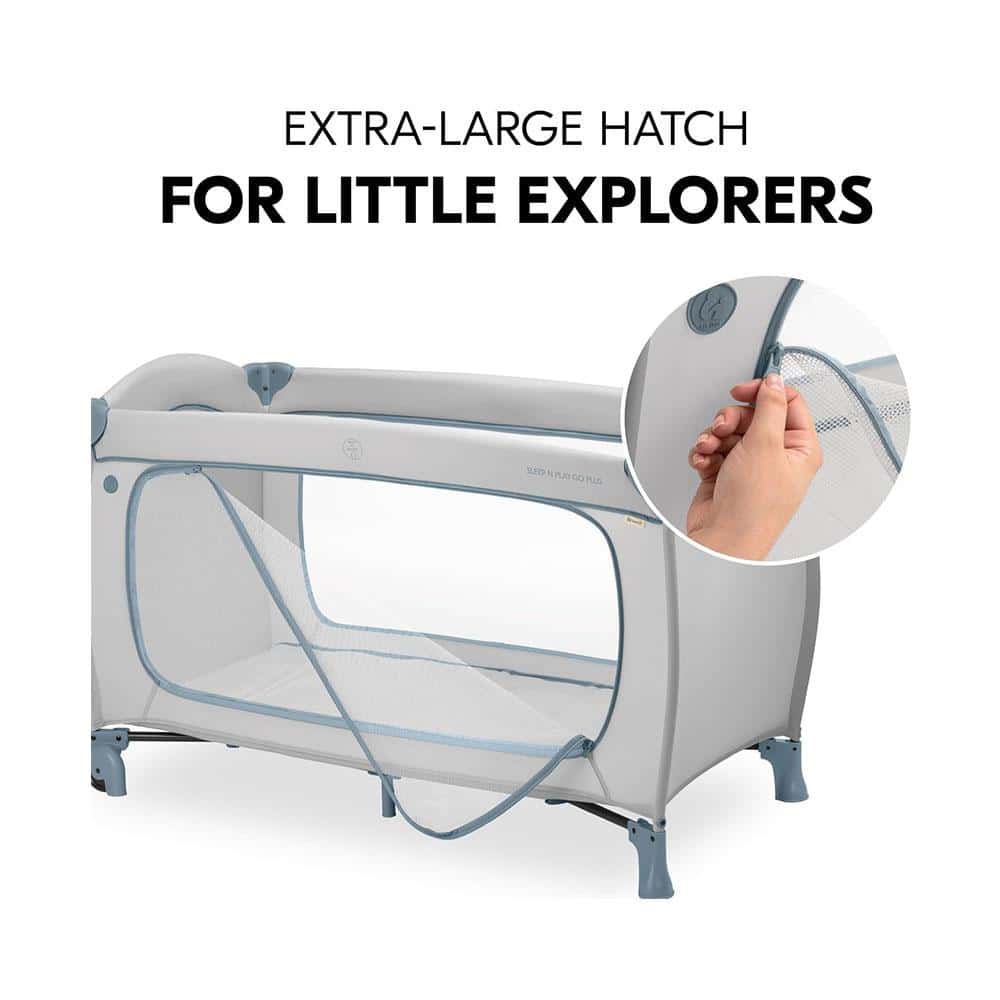 Hauck Sleep N Play GO PLUS Travel Cot Fast Folding & Compact With Travel Bag 120cm x 60cm - Dusty Blue
