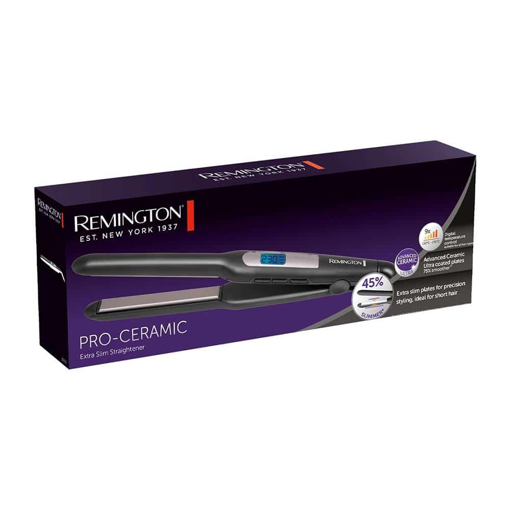 Remington Pro Extra Slim Hair Straightener Ceramic Coating & 9 Settings - Black