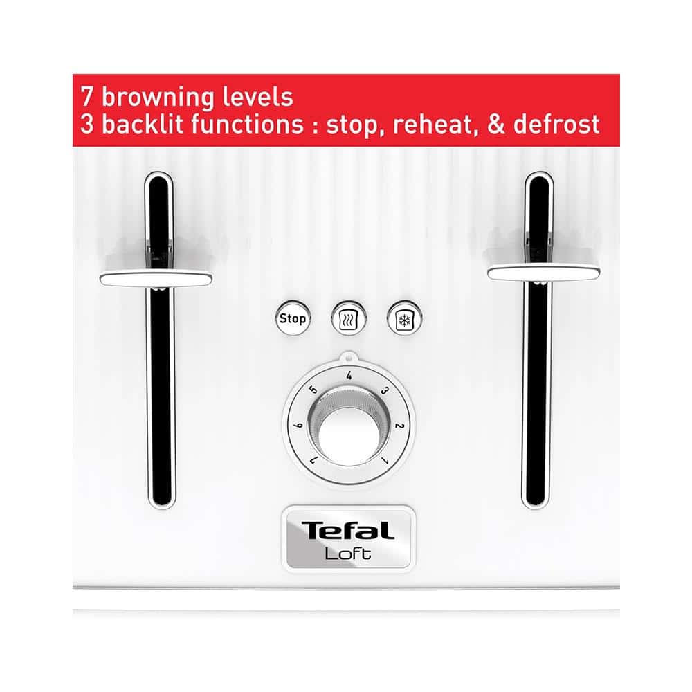 Tefal Loft 4 Slice Toaster With 7 Browning Levels 1700W - Pure White