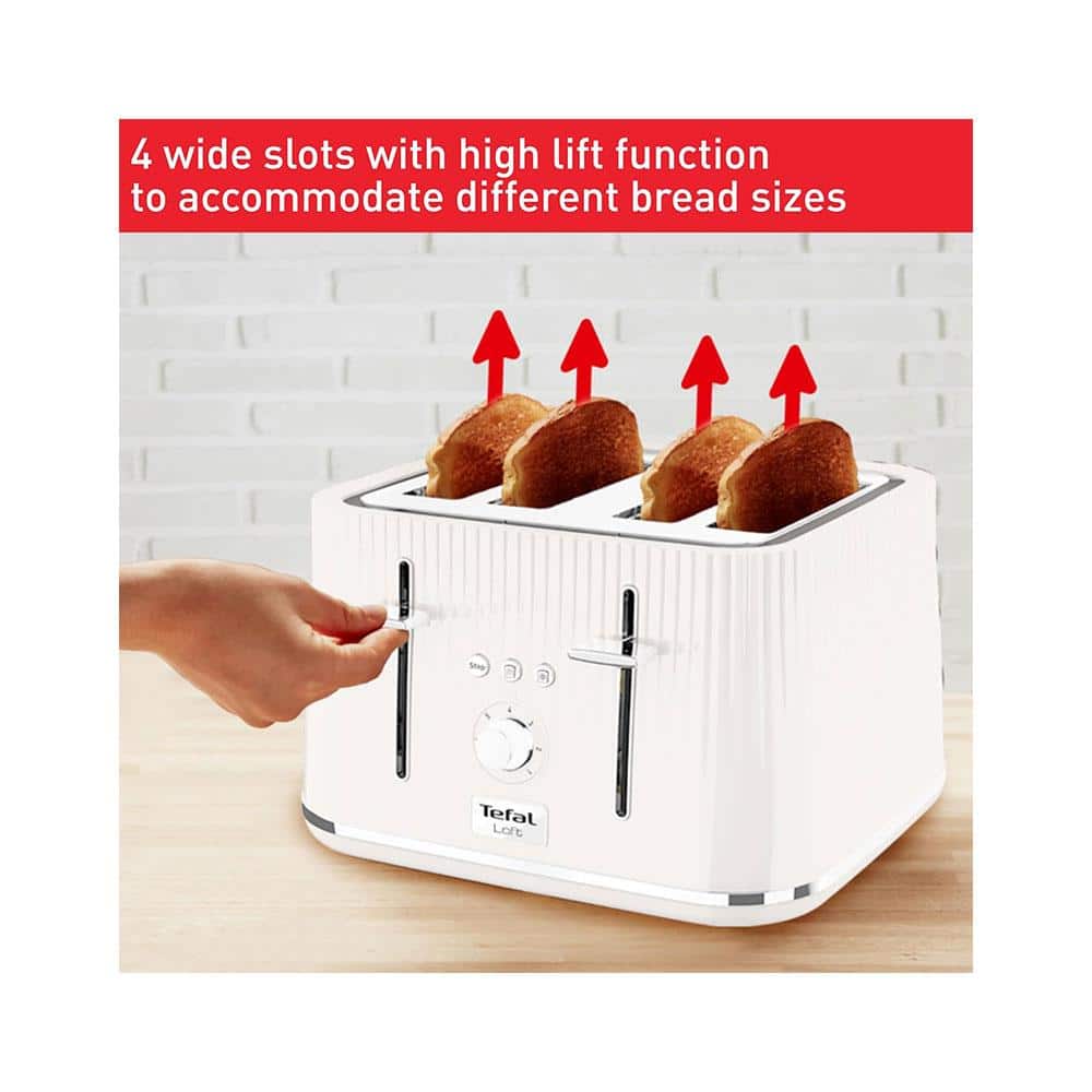Tefal Loft 4 Slice Toaster With 7 Browning Levels 1700W - Pure White