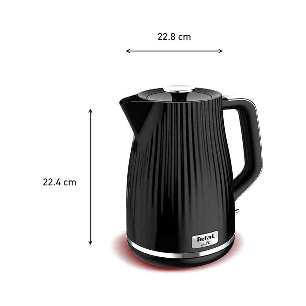 Tefal Loft Rapid Boil Traditional Cordless Electric Jug Kettle 3000W 1.7 Litres - Noir Black