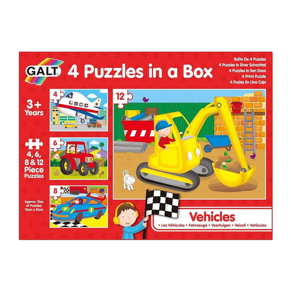 Galt 4 Puzzles In A Box Fun Colourful Vehicles Jigsaw Puzzles - Multicolour Main image