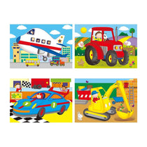 Galt 4 Puzzles In A Box Fun Colourful Vehicles Jigsaw Puzzles - Multicolour